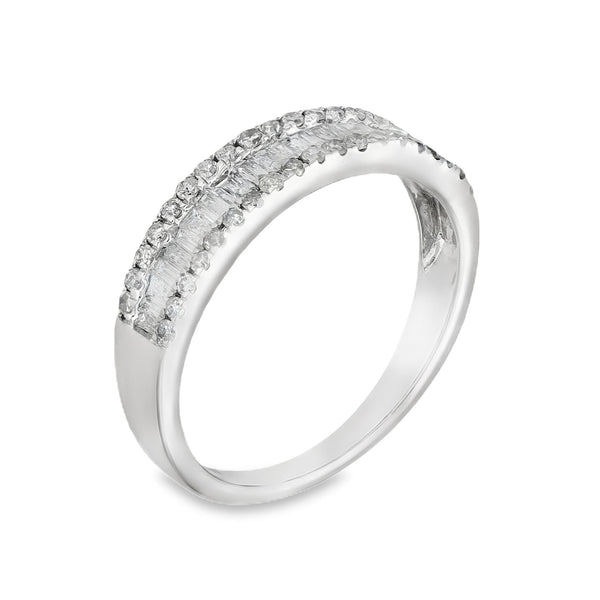 9ct White Gold 0.50ct Diamond Half-Eternity Ring - Size M