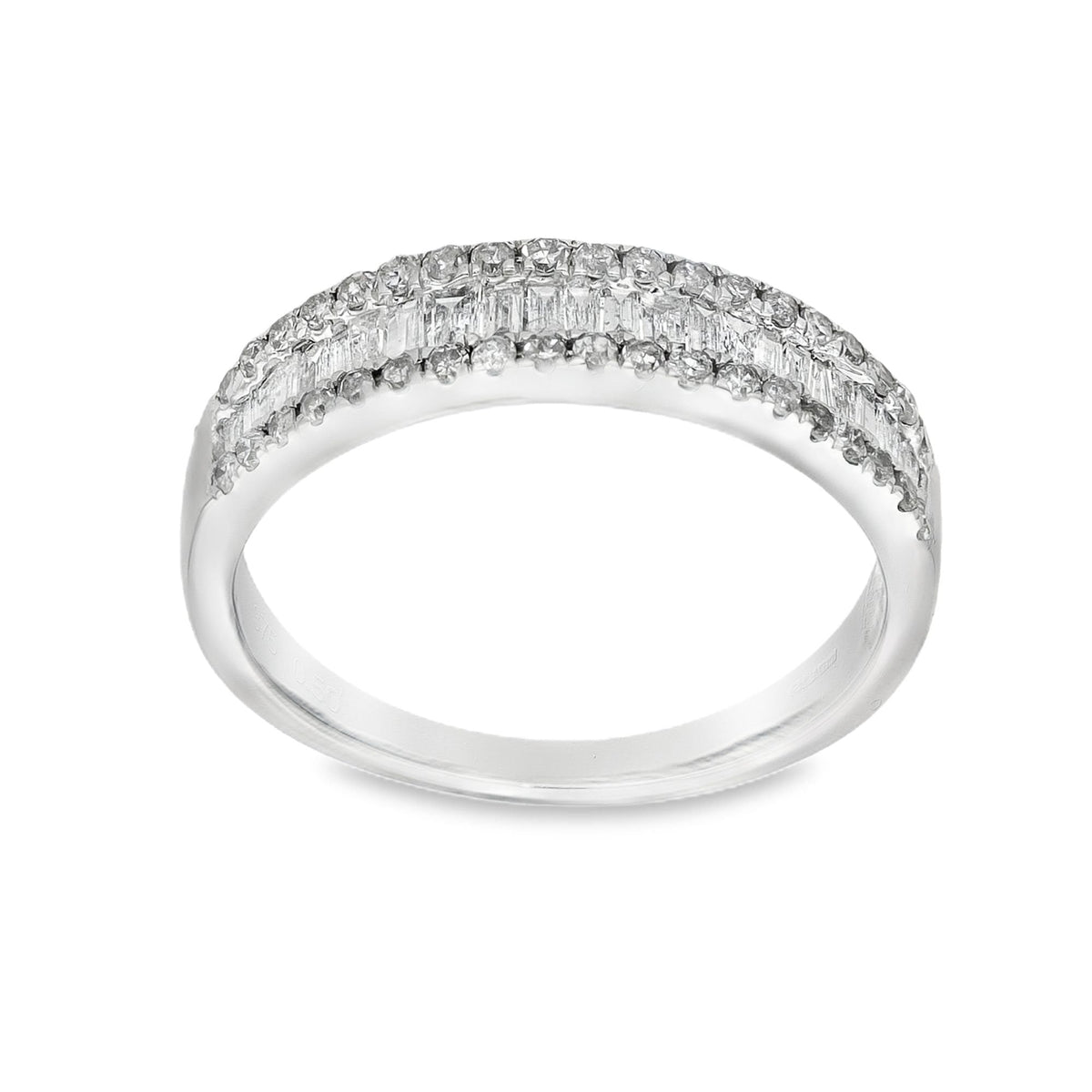 9ct White Gold 0.50ct Diamond Half-Eternity Ring - Size M