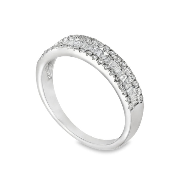 9ct White Gold 0.50ct Diamond Half-Eternity Ring - Size M