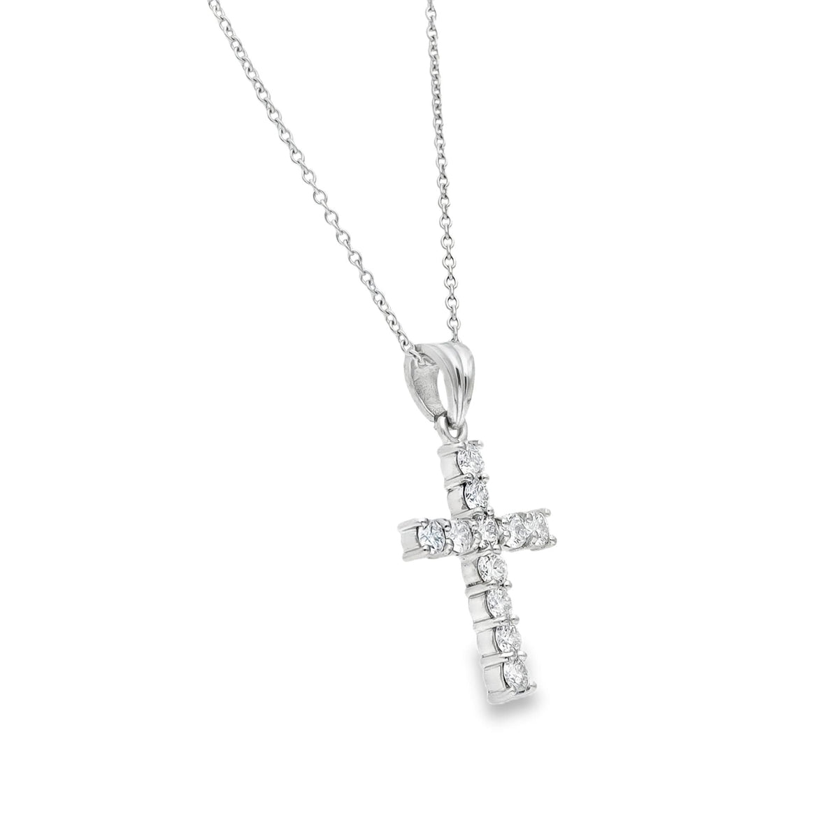 Platinum 1.44ct Diamond Set Cross Pendant & Chain - 18" - 9.1g