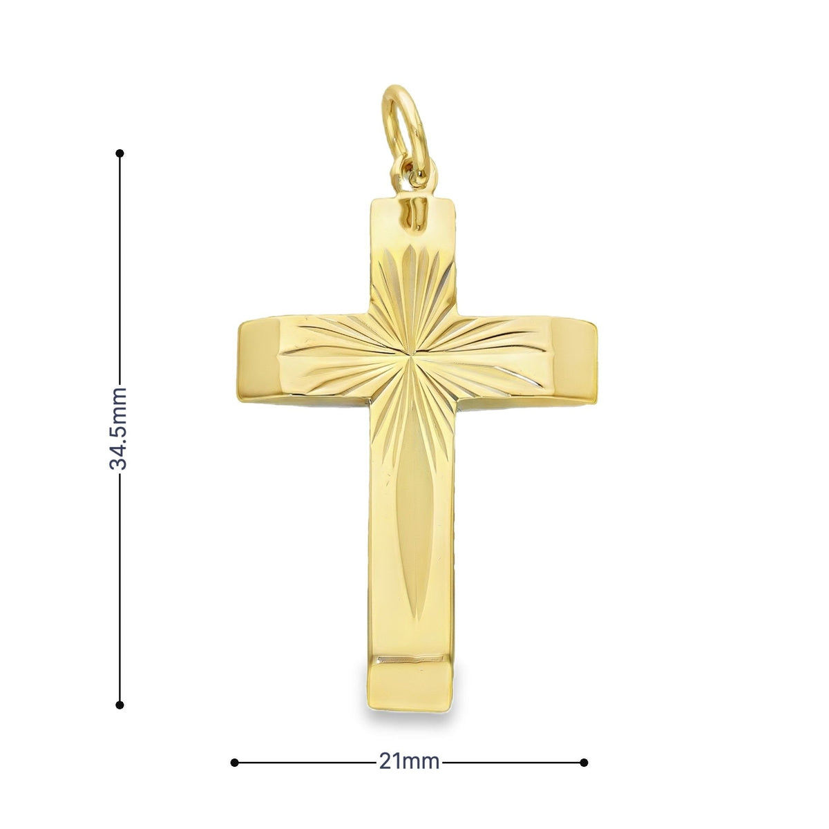 9ct Yellow Gold Starburst Cross Pendant - 5.8g