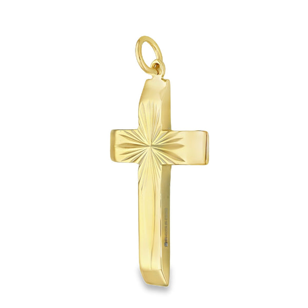 9ct Yellow Gold Starburst Cross Pendant - 5.8g