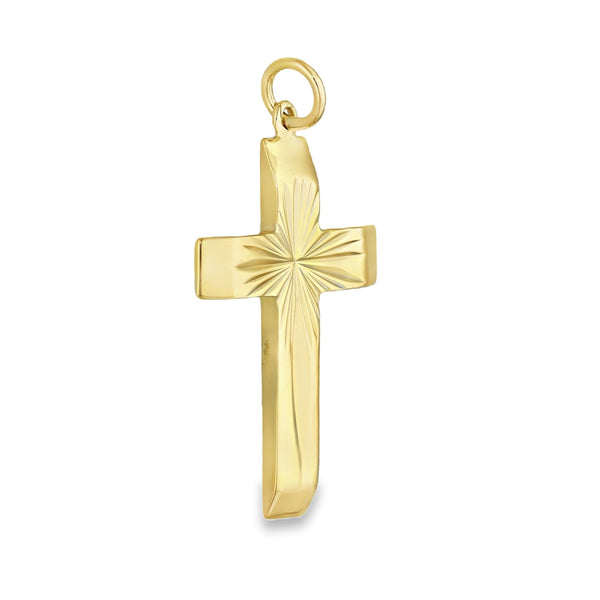 9ct Yellow Gold Starburst Cross Pendant - 5.8g