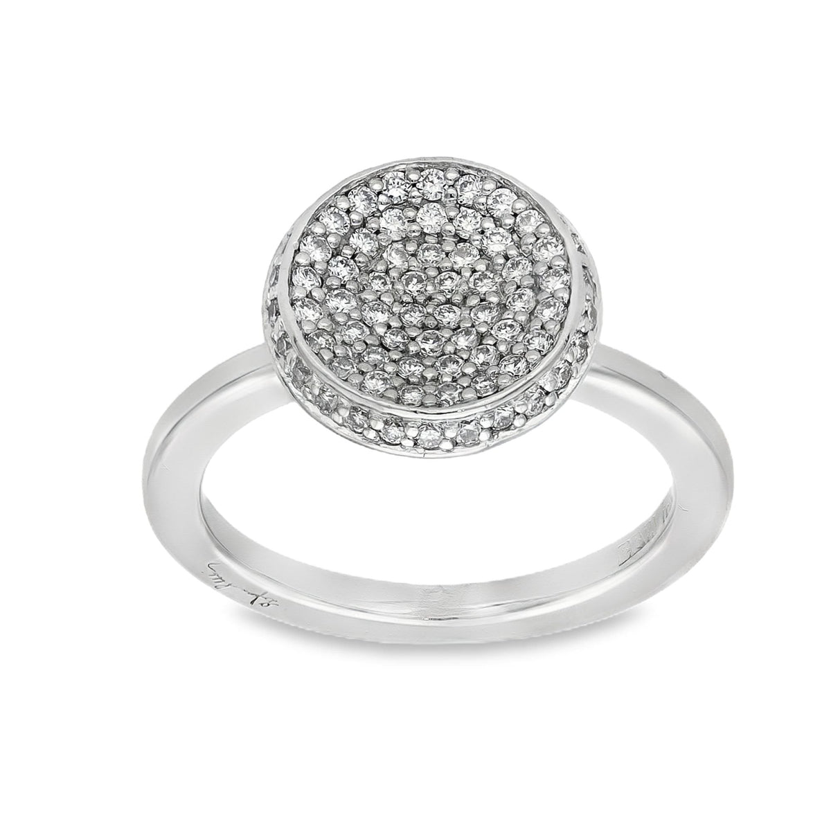 18ct White Gold Diamond Love Bowl Ring - Size I - 0.37ct