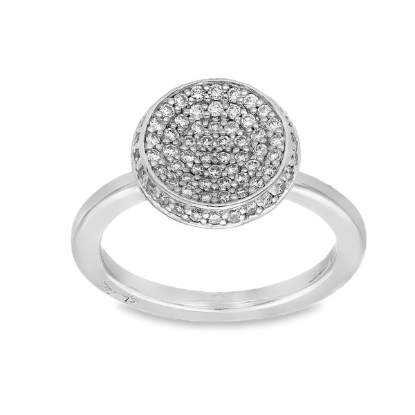 18ct White Gold Diamond Love Bowl Ring - Size I - 0.37ct