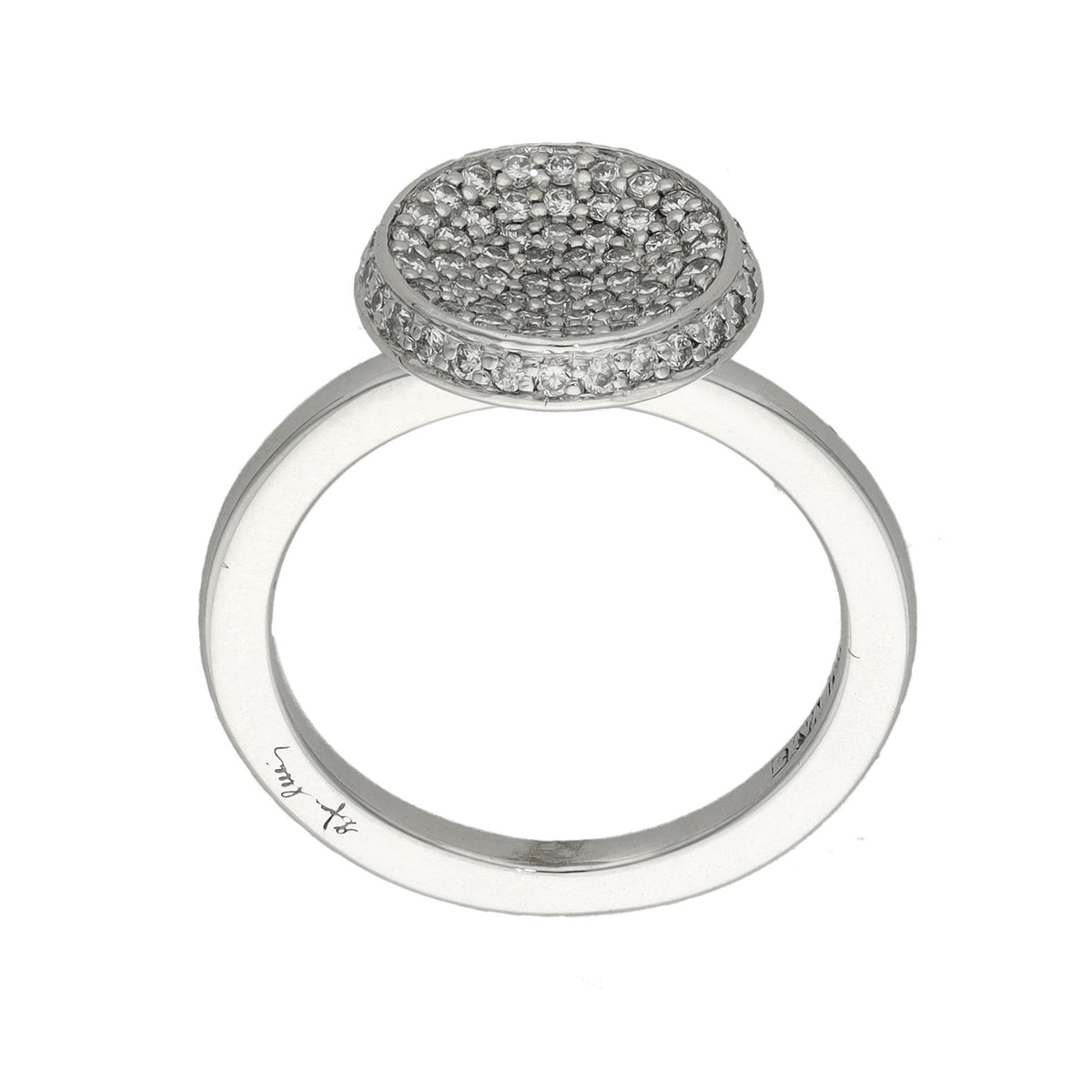 18ct White Gold Diamond Love Bowl Ring - Size I - 0.37ct