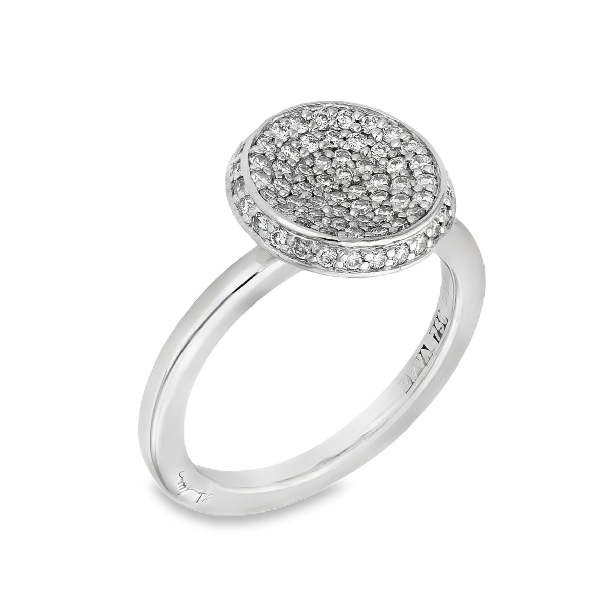 18ct White Gold Diamond Love Bowl Ring - Size I - 0.37ct