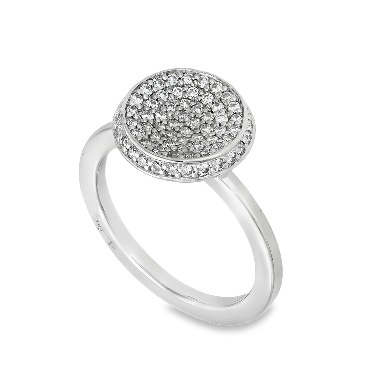 18ct White Gold Diamond Love Bowl Ring - Size I - 0.37ct
