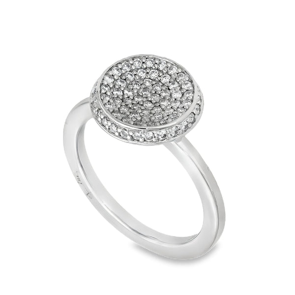 18ct White Gold Diamond Love Bowl Ring - Size I - 0.37ct