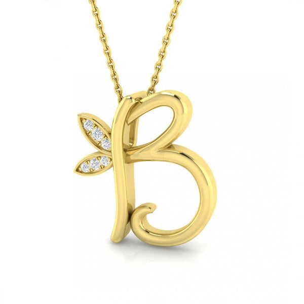9ct Gold Diamond Butterfly Initial & Chain