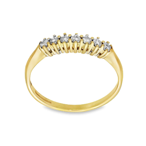 18ct Yellow Gold Diamond Half Eternity Ring - Size O - 0.25pts