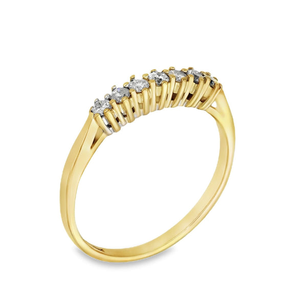 18ct Yellow Gold Diamond Half Eternity Ring - Size O - 0.25pts