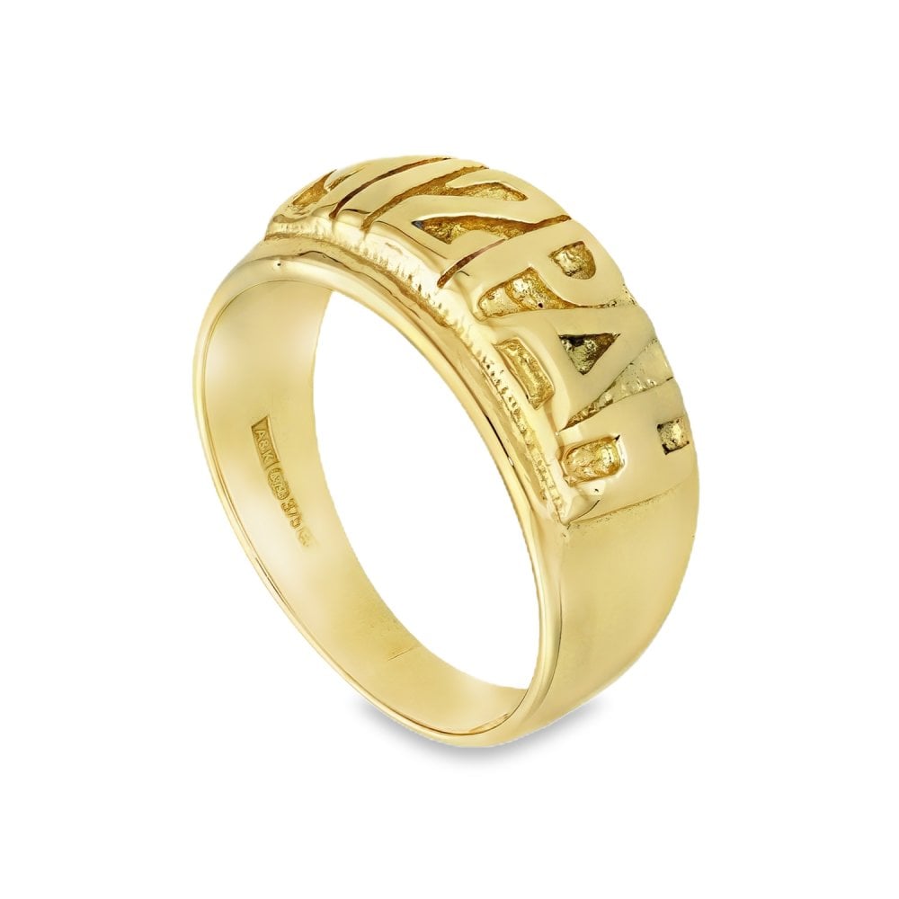 Gents 9ct Yellow Gold Mizpah Ring - Size U - 9.20g