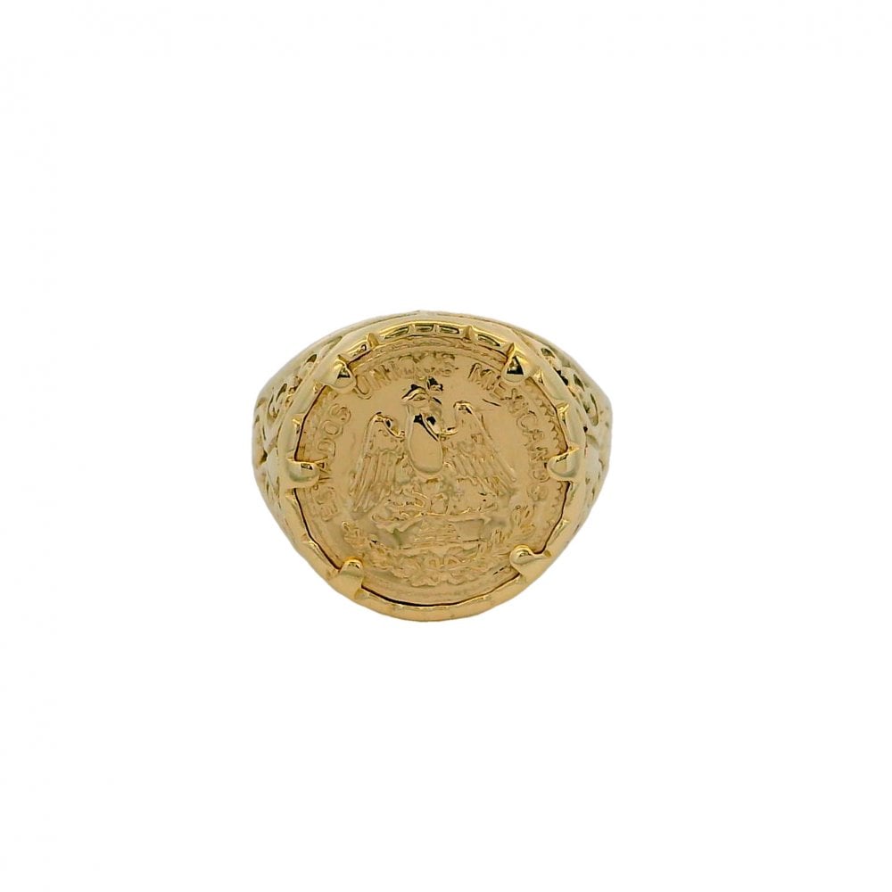9ct Yellow Gold Dos Pesos Coin Ring - Size N