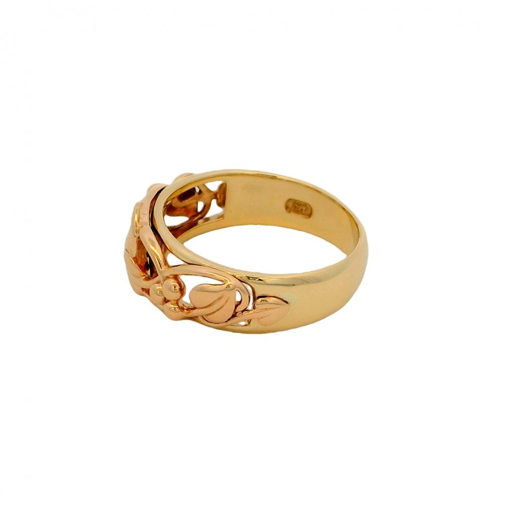 9ct Yellow & Rose Gold Leaf & Vine Band - Size O½