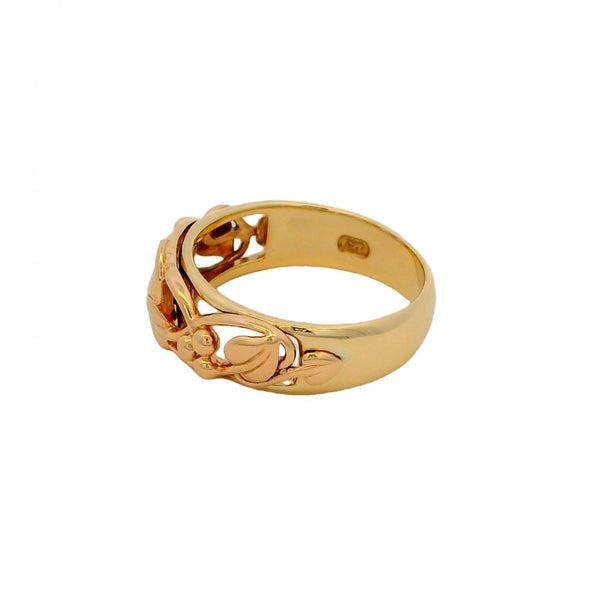 9ct Yellow & Rose Gold Leaf & Vine Band - Size O½
