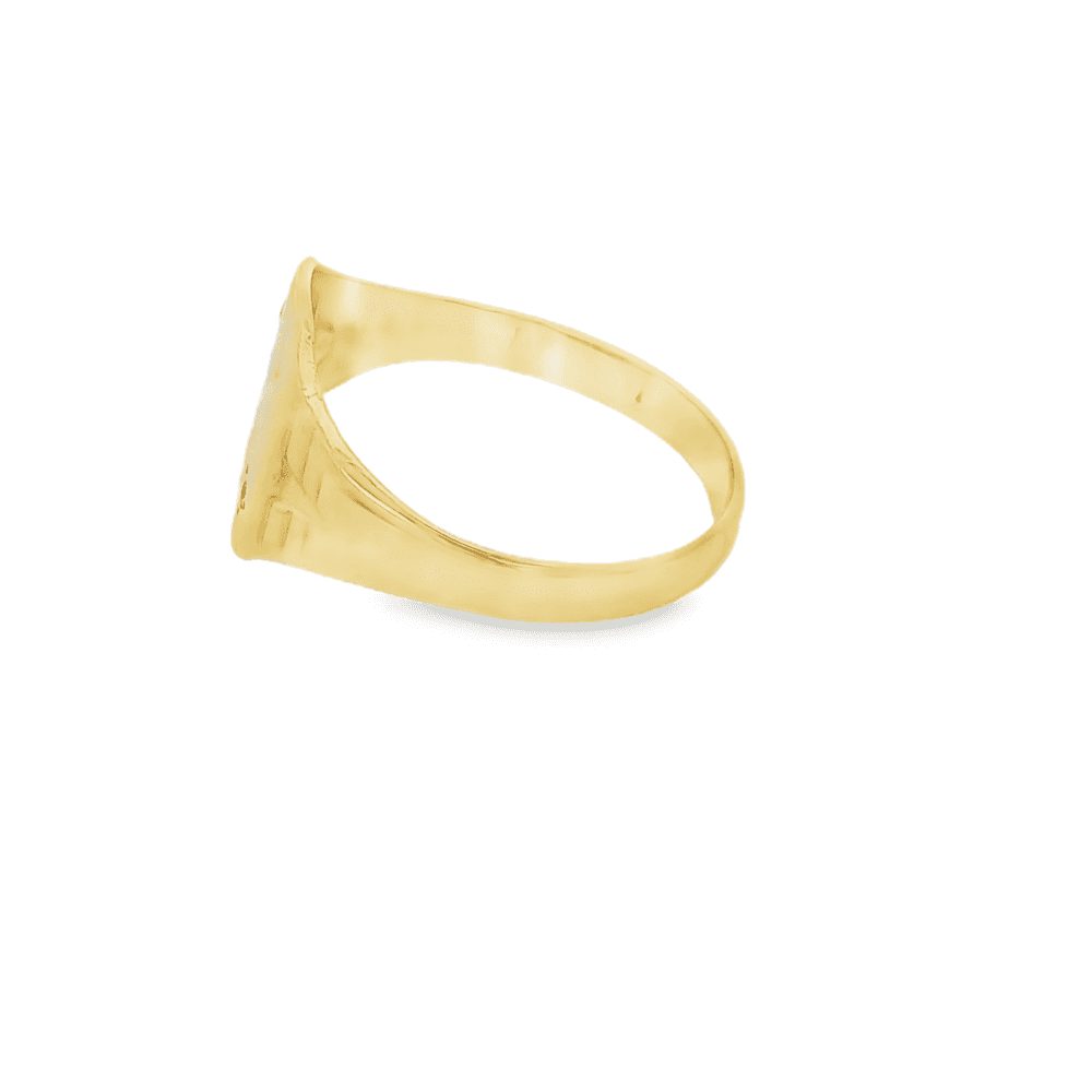 Gents 9ct Yellow Gold Diamond Signet Ring - Size V½ - 3.5g
