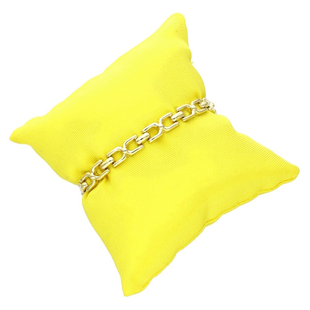 9ct Yellow Gold Curved Block Link Bracelet - 7" - 8.8g