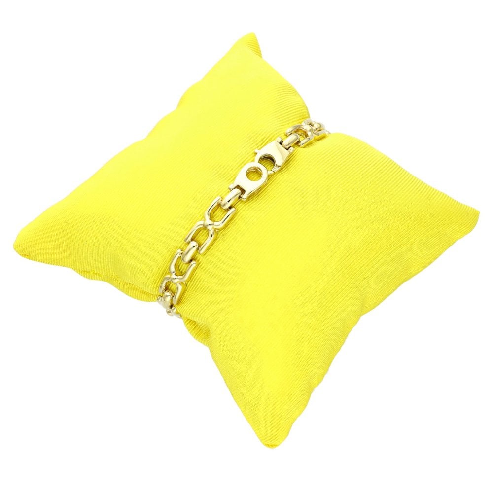 9ct Yellow Gold Curved Block Link Bracelet - 7" - 8.8g