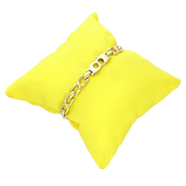 9ct Yellow Gold Curved Block Link Bracelet - 7" - 8.8g