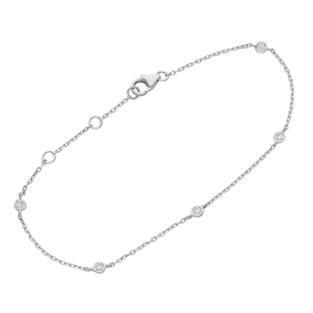 18ct White Gold Diamond Set Bracelet - 0.20ct - 7.5"