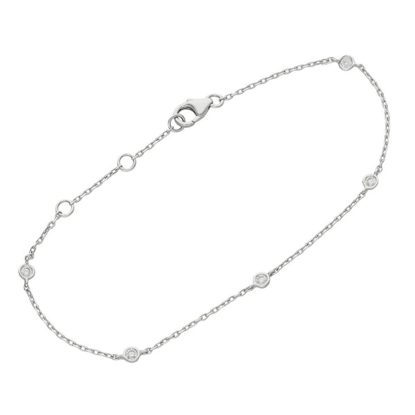 18ct White Gold Diamond Set Bracelet - 0.20ct - 7.5"