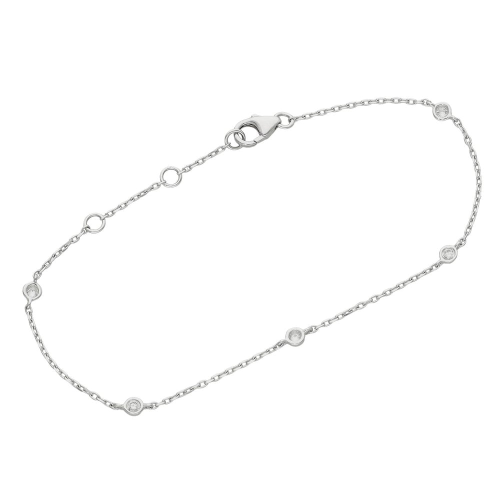 18ct White Gold Diamond Set Bracelet - 0.20ct - 7.5"