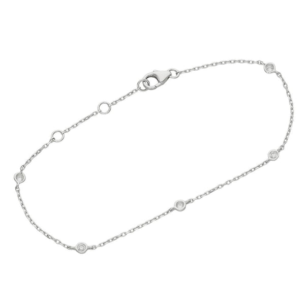 18ct White Gold Diamond Set Bracelet - 0.20ct - 7.5"