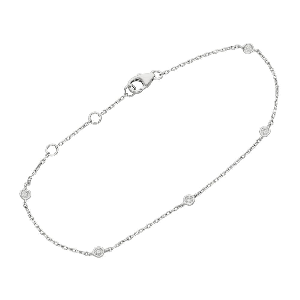 18ct White Gold Diamond Set Bracelet - 0.20ct - 7.5"