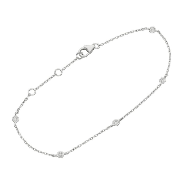 18ct White Gold Diamond Set Bracelet - 0.20ct - 7.5"