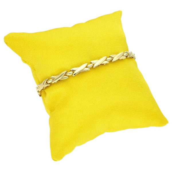 9ct Yellow Gold Cross & Bar Link Bracelet - 8" - 10.1g