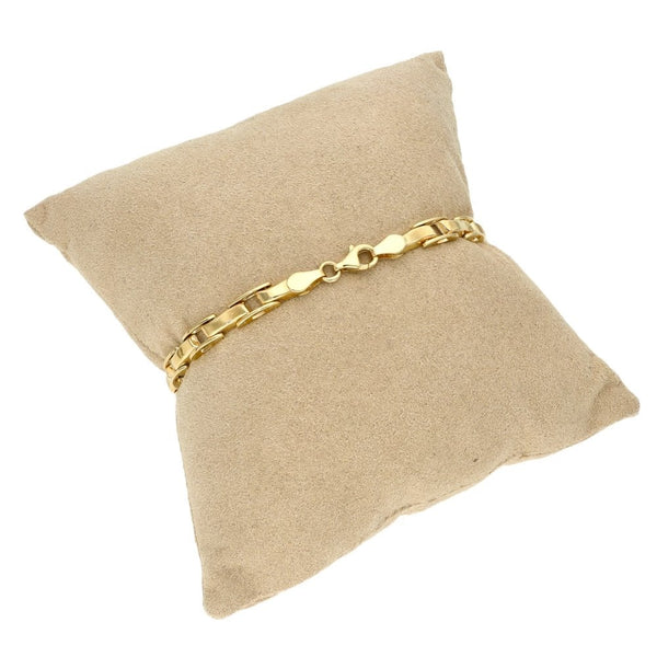9ct Yellow Gold Block Link Bracelet - 7.5" - 7.2g