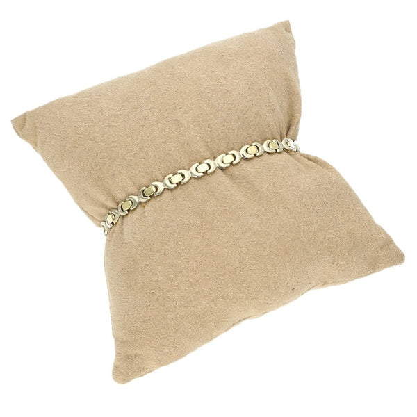 9ct Yellow & White Gold Curve & Bar Bracelet - 7" - 6.1g