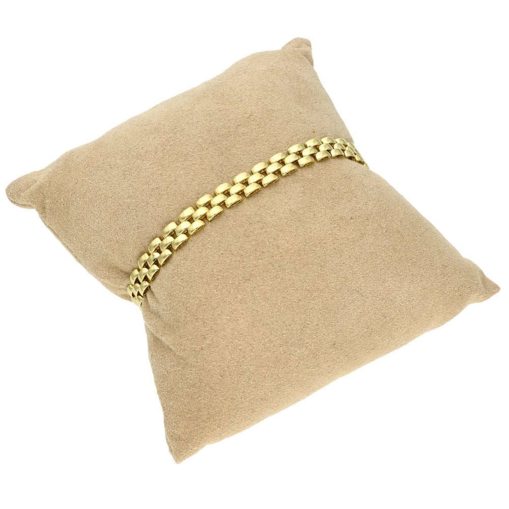 Ladies 9ct Yellow Gold Brick Link Bracelet - 7.5" - 8.7g