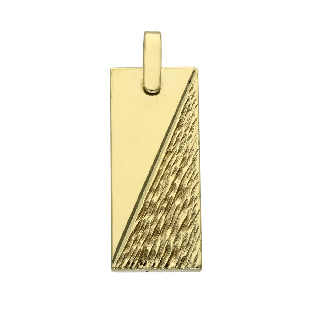 9ct Yellow Gold Bark Engraved Ingot Pendant - 13x29x2mm - 8.7g