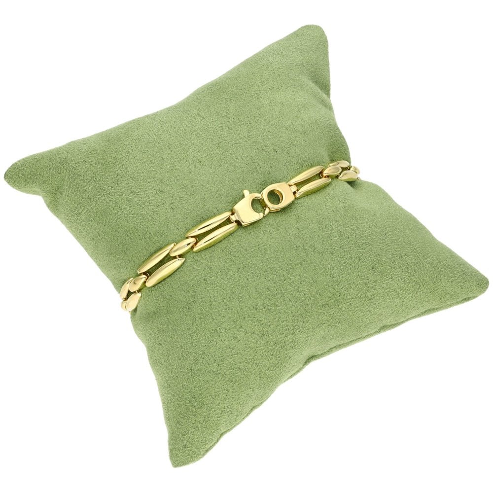 9ct Yellow Gold Double Bar & Link Bracelet - 7.5" - 6.8g