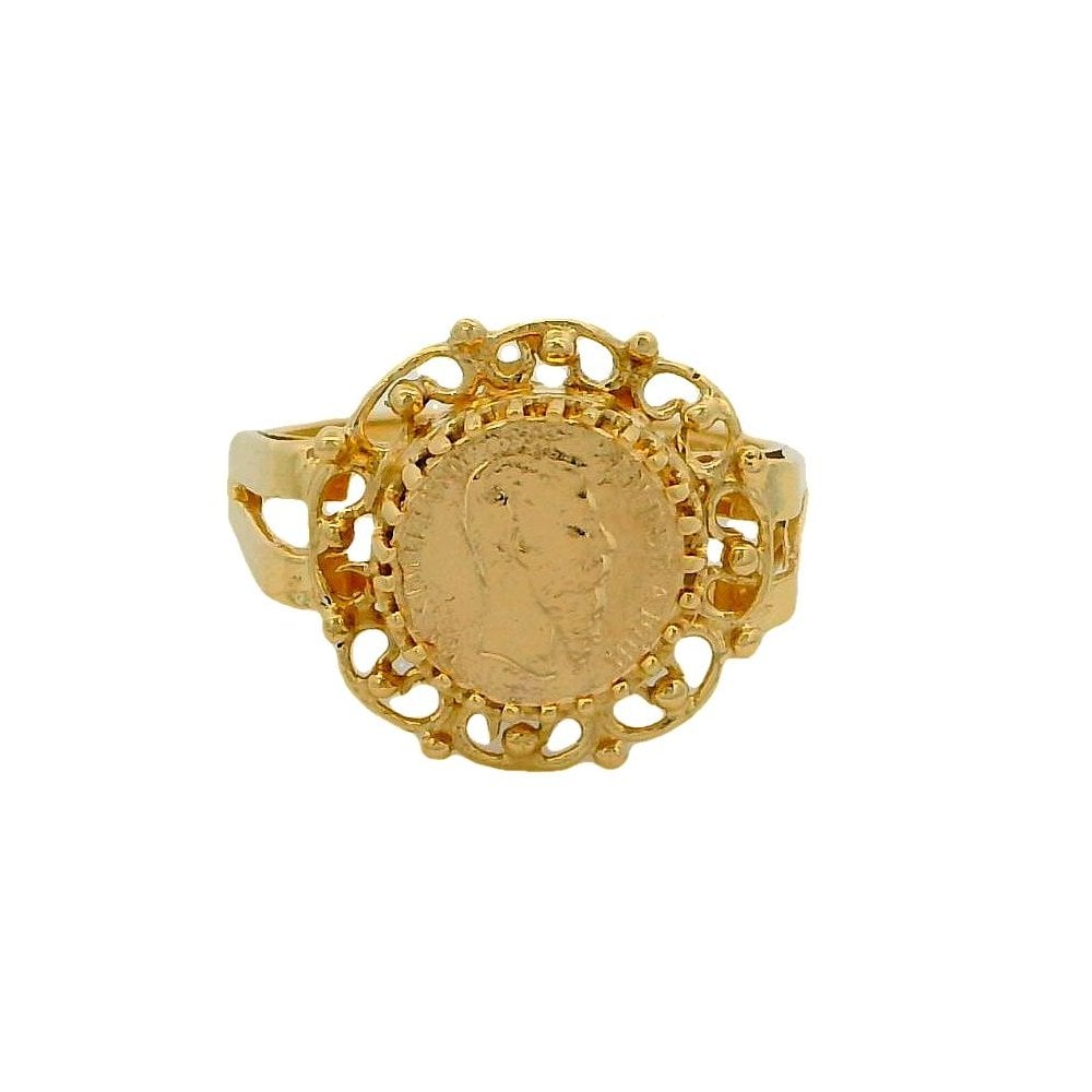 9ct Yellow Gold Maximiliano Emperador Peso Coin Ring - Size P½
