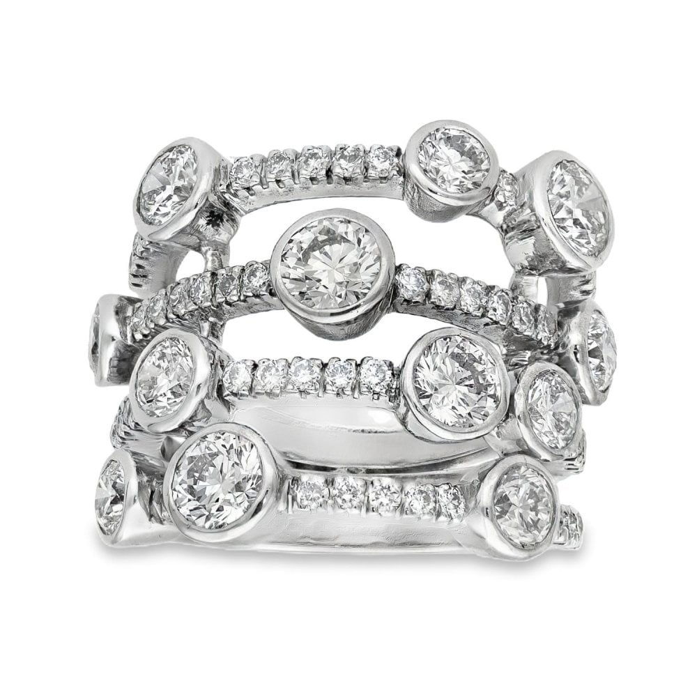 9ct White Gold 4.00ct Diamond Scatter Ring - Size P½