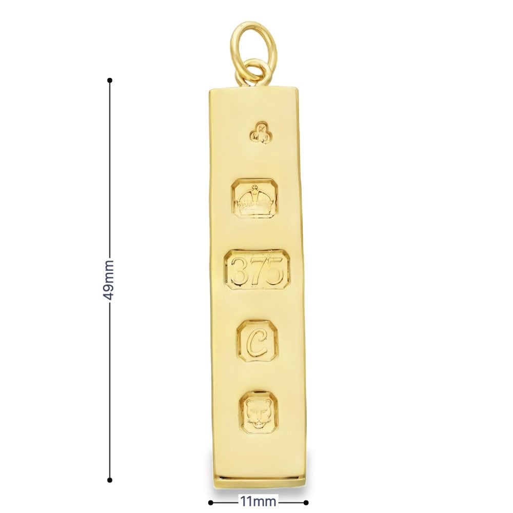 9ct Yellow Gold Ingot Pendant - 11x49x5mm - 29.9g