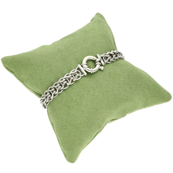 9ct White Gold Circle Link Fancy Bracelet - 7.5" - 9.2g
