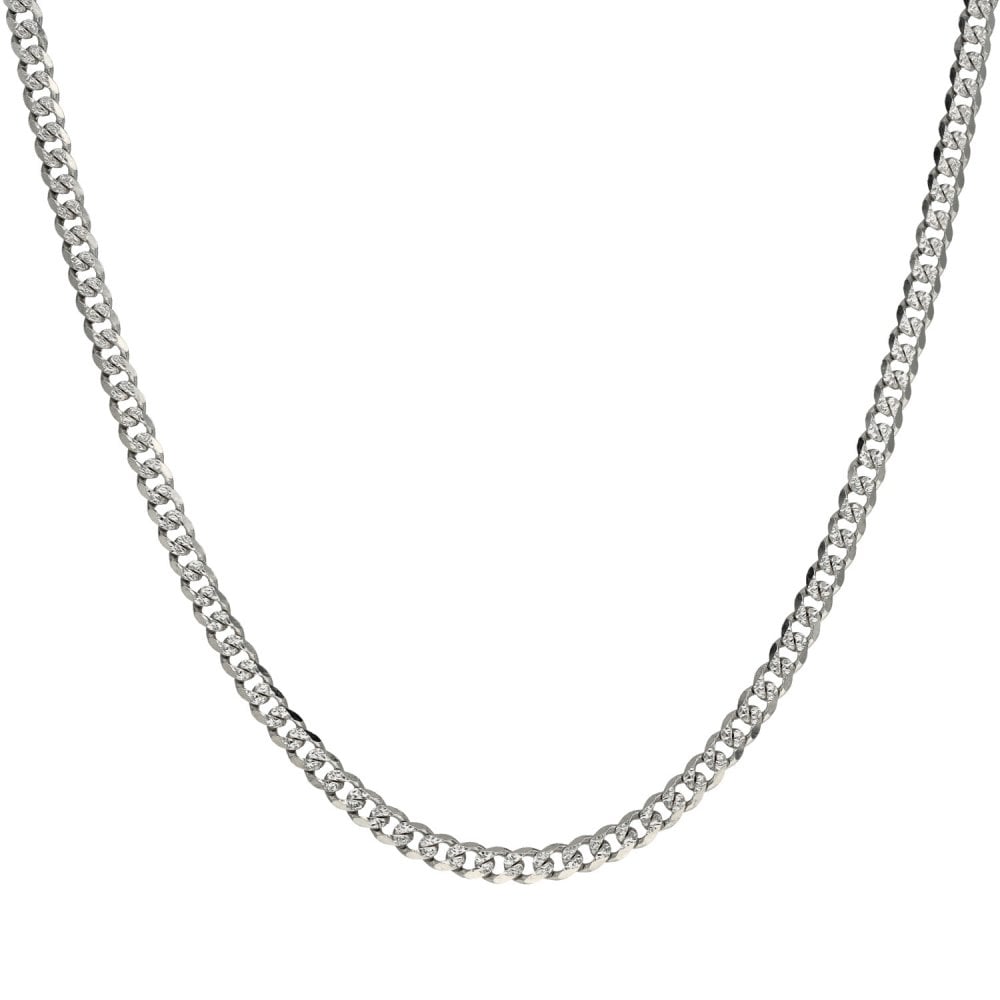 9ct White Gold Curb Chain - 18" - 7.3g