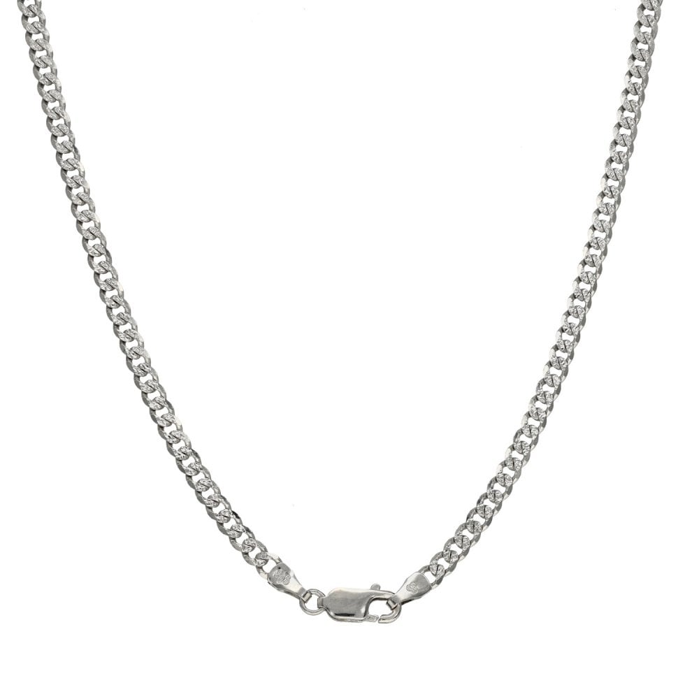 9ct White Gold Curb Chain - 18" - 7.3g