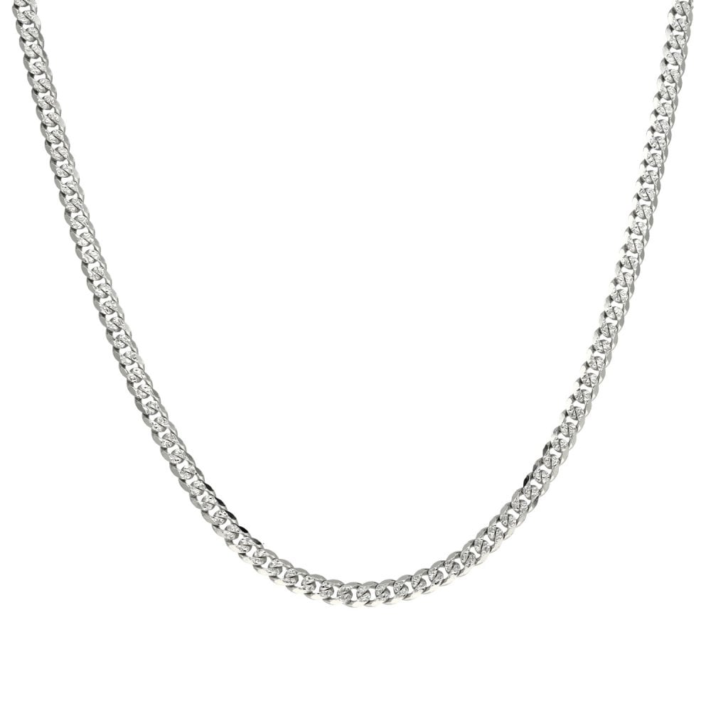 9ct White Gold Curb Chain - 18" - 7.8g