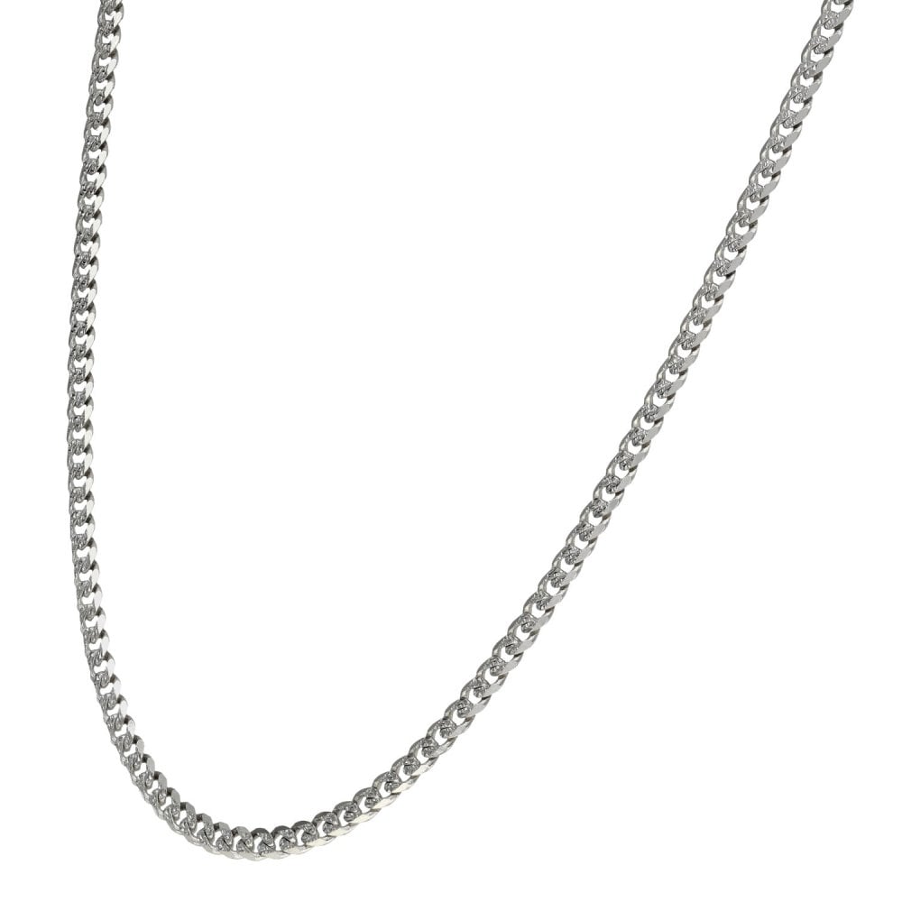 9ct White Gold Curb Chain - 18" - 7.3g