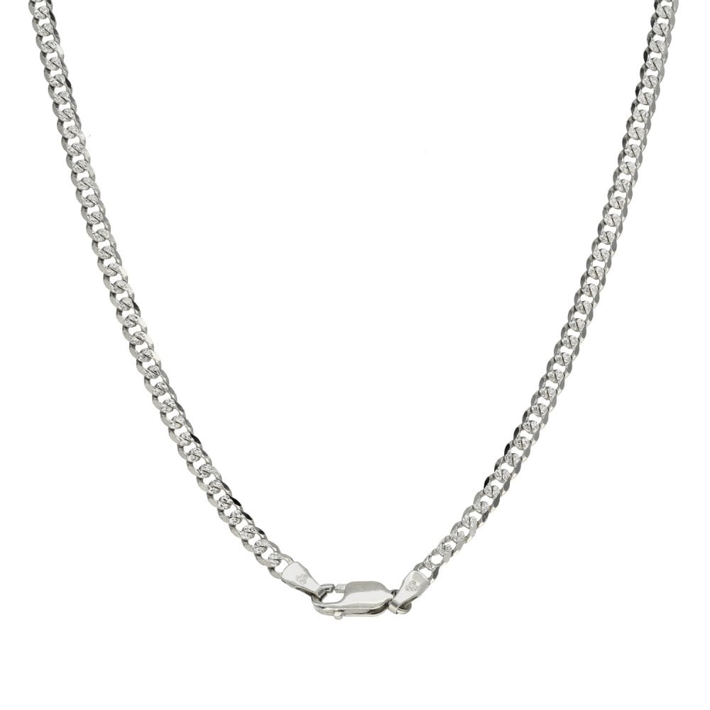 9ct White Gold Curb Chain - 18" - 7.3g