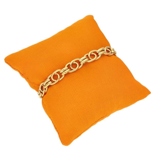 Ladies 9ct Yellow Gold Double Oval Link Fancy Bracelet - 7.5"
