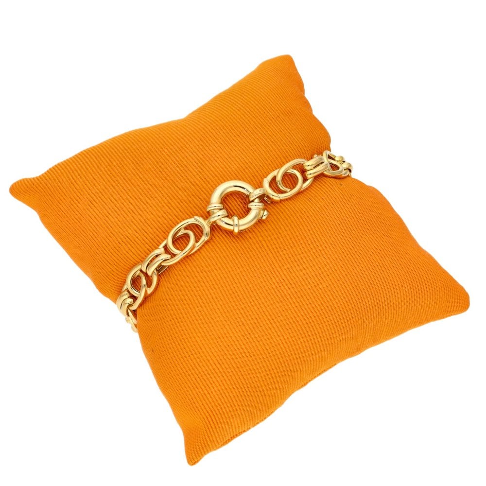 Ladies 9ct Yellow Gold Double Oval Link Fancy Bracelet - 7.5"