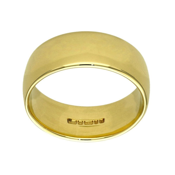 9ct Yellow Gold D-Shape Wedding Ring - Size Q - 7.2g