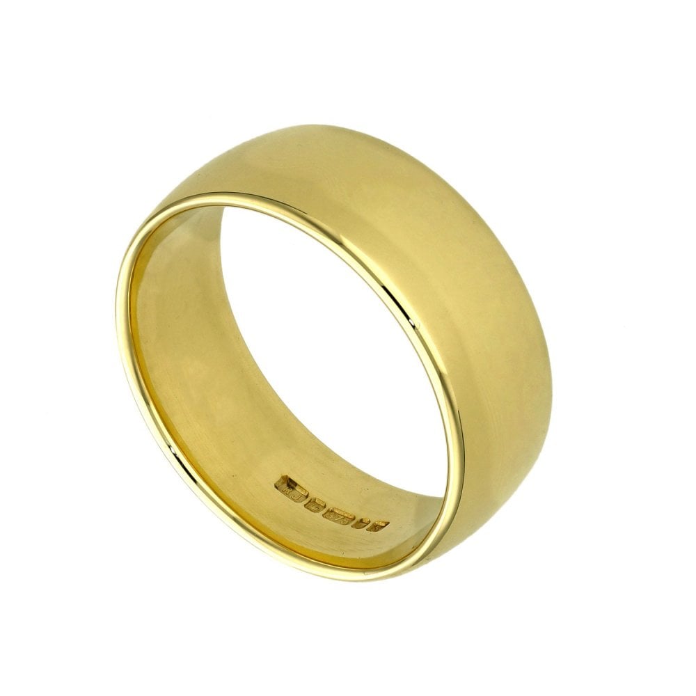 9ct Yellow Gold D-Shape Wedding Ring - Size Q - 7.2g