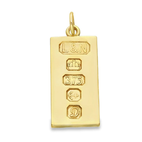 9ct Yellow Gold Ingot Pendant - 13x26x2mm - 8.4g